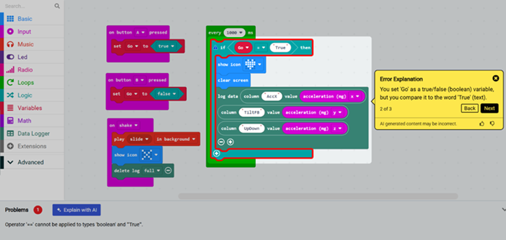 Error explainer blocks