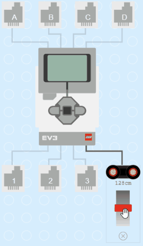 Simulator with brick and ultrasonic sensor