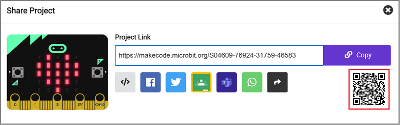 Share project with QR code