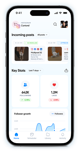 Screenshot of the Iconosquare's homepage mobile app