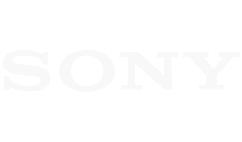 Sony brand name logo in white on a transparent background.