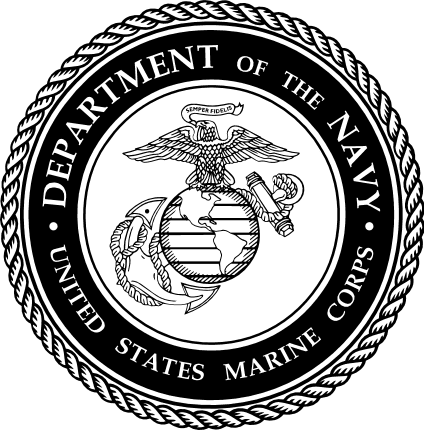 Seal of the United States Marine Corps with eagle, globe, and anchor emblem inside rope border.