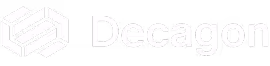 Decagon company logo with geometric shape and text.