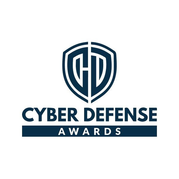 Cyber Defense Awards logo featuring a stylized shield emblem above the text 'CYBER DEFENSE' with 'AWARDS' in a dark blue bar below.