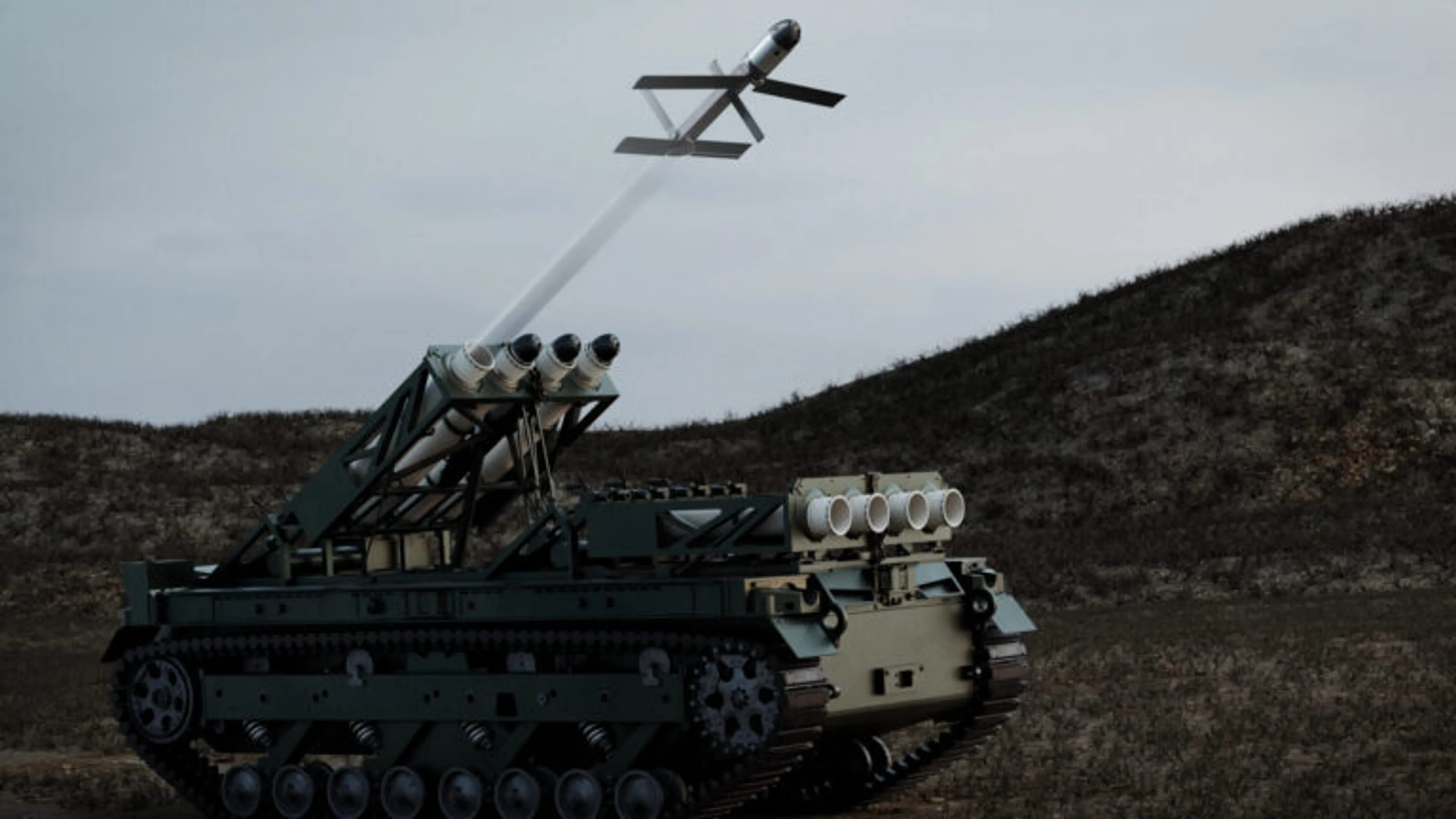 AeroVironment's Mayhem 10 unmanned ground vehicle conducting a launch