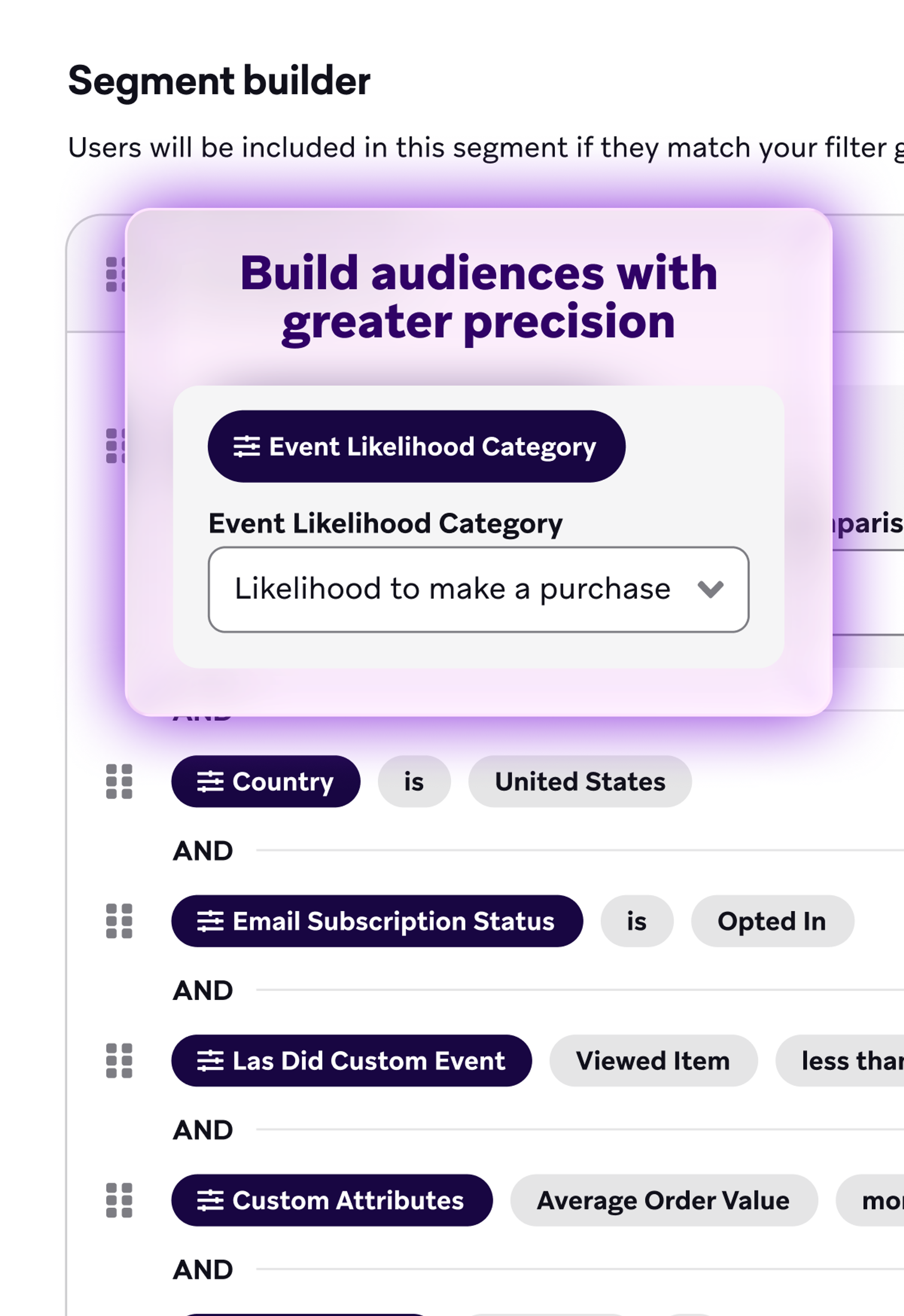 The Segment Builder dashboard page