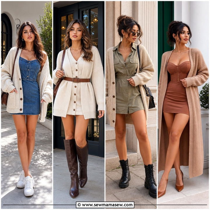 30 Mini Dress Outfit Ideas With A Cardigan For Cozy Chic