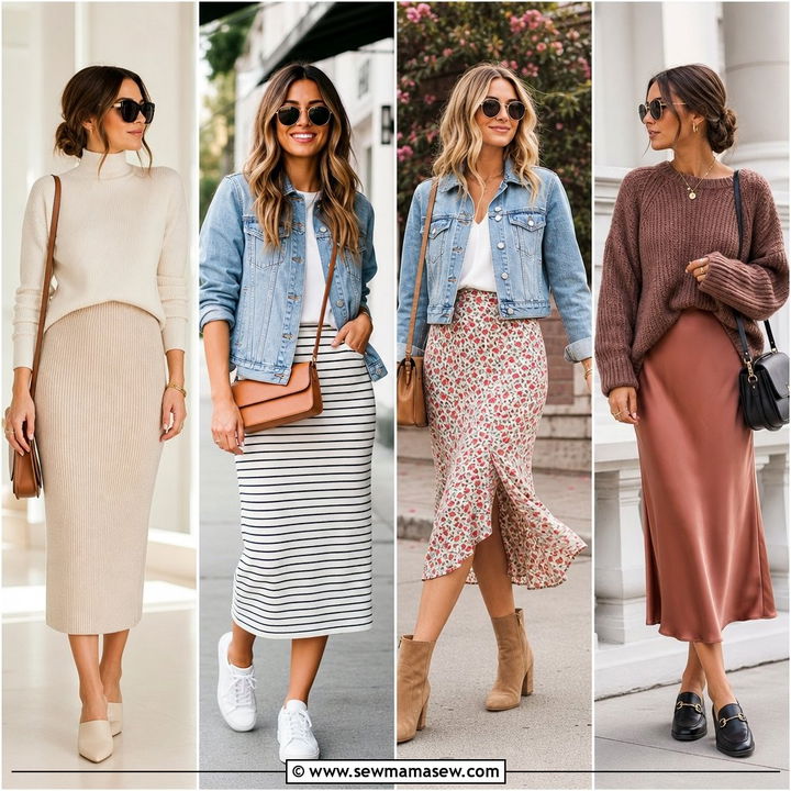 30 Spring Outfits With Midi Skirts For Feminine Style