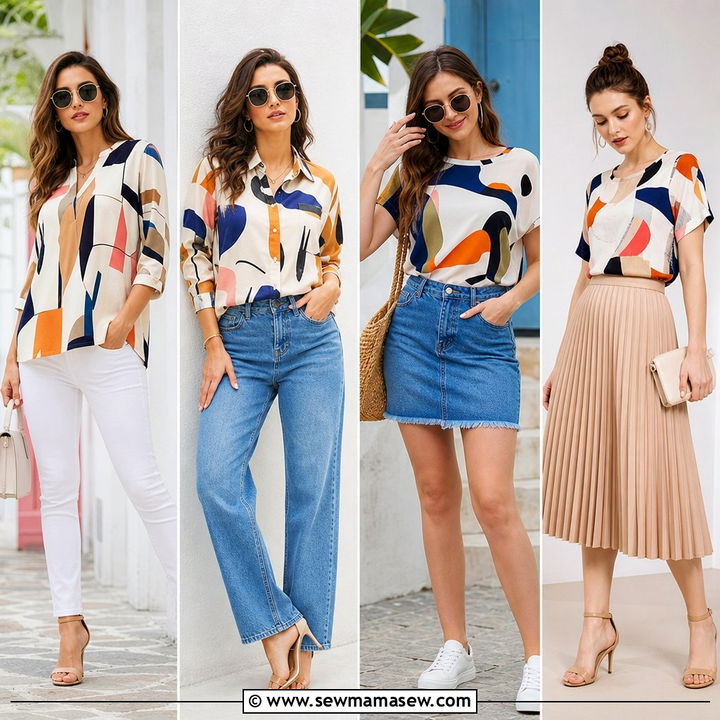 20 Abstract Print Top Outfit Ideas for Artful Everyday Style