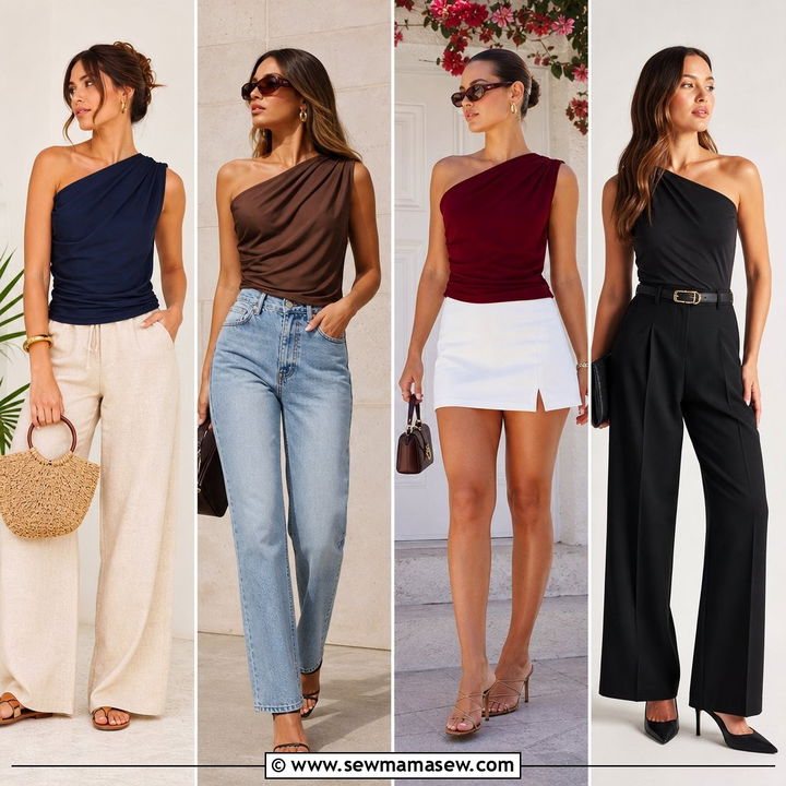 20 Asymmetric One Shoulder Top Outfit Ideas for Modern Style