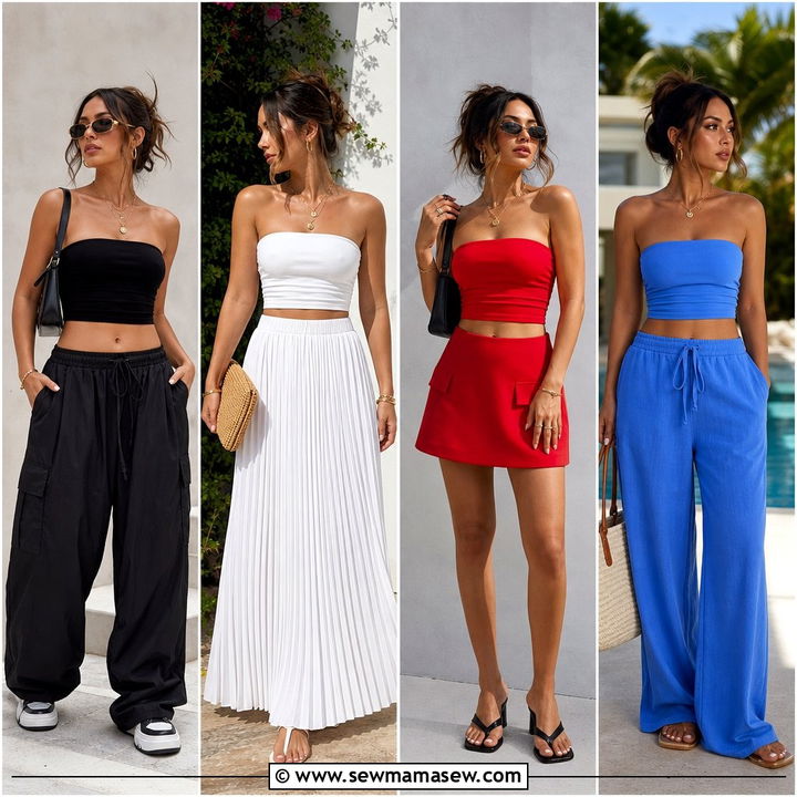 20 Bandeau Top Outfit Ideas for Chic Summer and Vacation Style