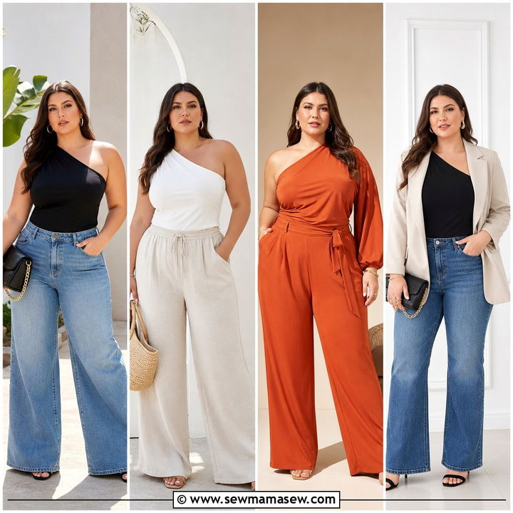 20 Plus Size Asymmetric One Shoulder Top Outfit Ideas to Try