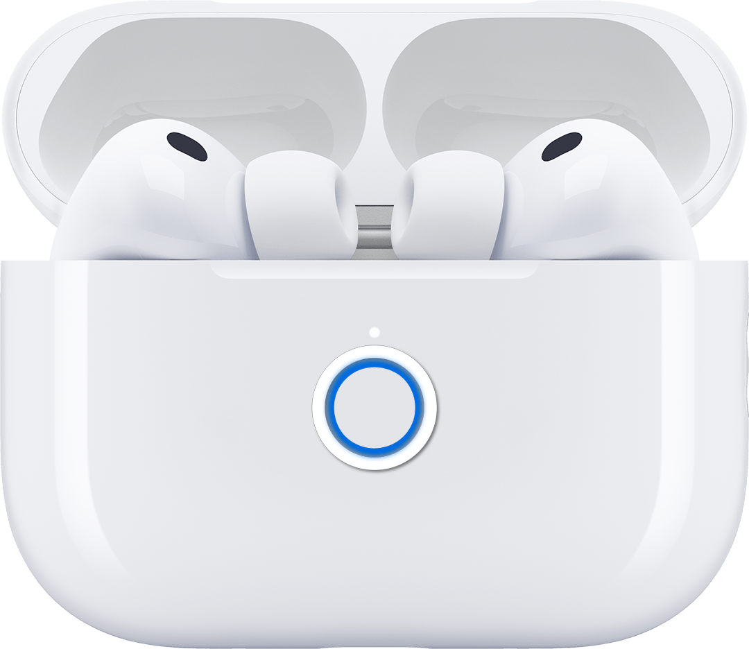 AirPods Pro 3 in their case with the lid open.