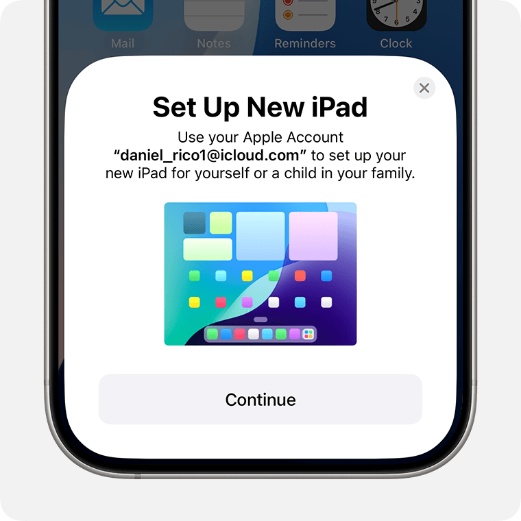 Set Up New iPad appears towards the bottom of your screen.