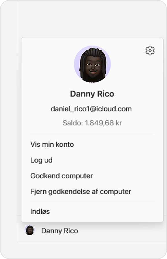 Menuen Konto i appen Apple Music til Windows.