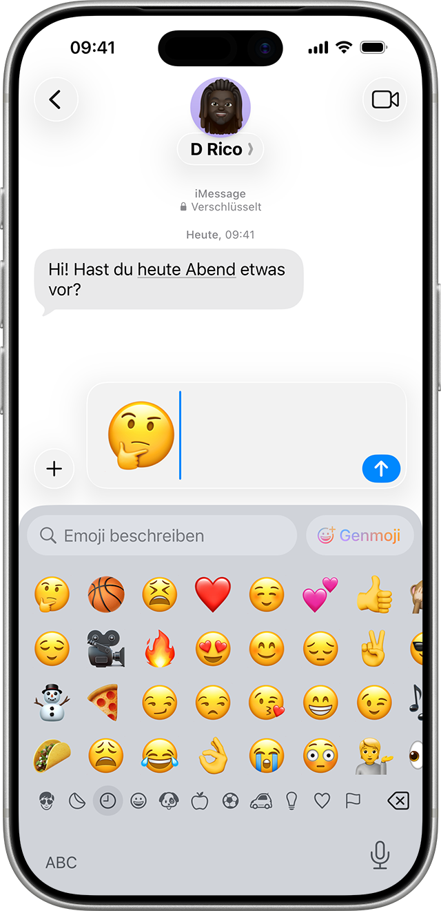 Nachdem du deiner Nachricht ein Emoji hinzugefügt hast, tippe auf die Senden-Taste.