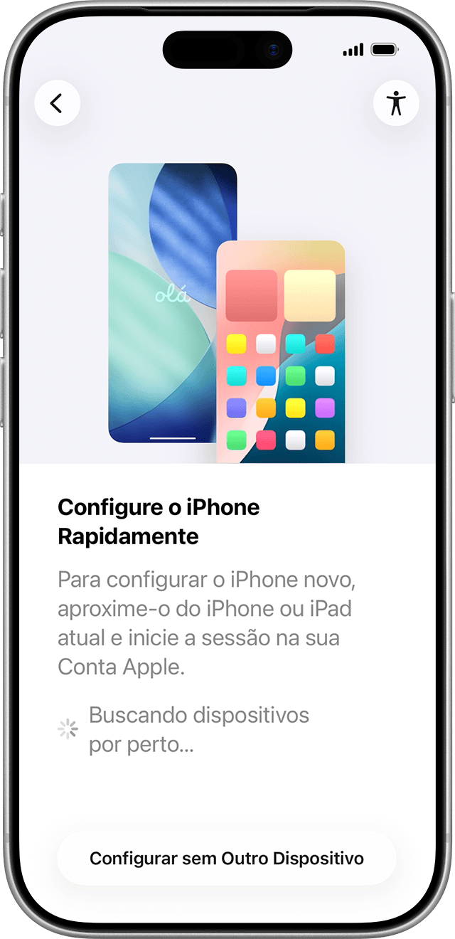 Se você colocar o telefone antigo perto do novo iPhone, o app “Migrar para iOS” ajudará a transferir dados sem fio.