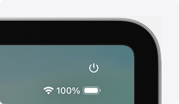 Control center open on iPad with the power button icon highlighted.