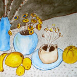 Still Life with Plants and Fruit. 19x24 watercolor on paper, 1988