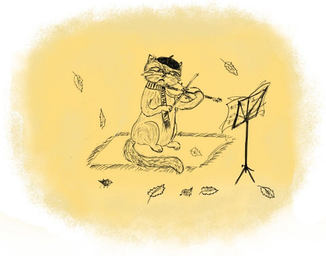 Cat playing violin at autumn - by Anastasia Enina Cat playing violin at autumn - by Anastasia Enina