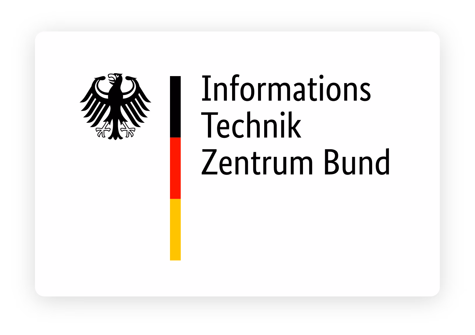 Bundesadler und die Aufschrift "Informations Technik Zentrum Bund" mit deutschen Flaggenfarben.