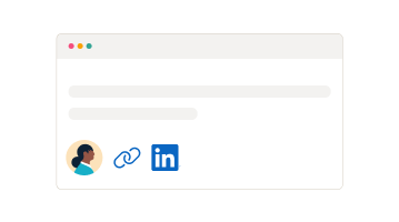 Image of LinkedIn in logo, profile picture and share link icon