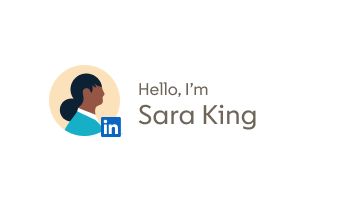 Sarah King using the LinkedIn in logo as a hyperlink to her LinkedIn profile.