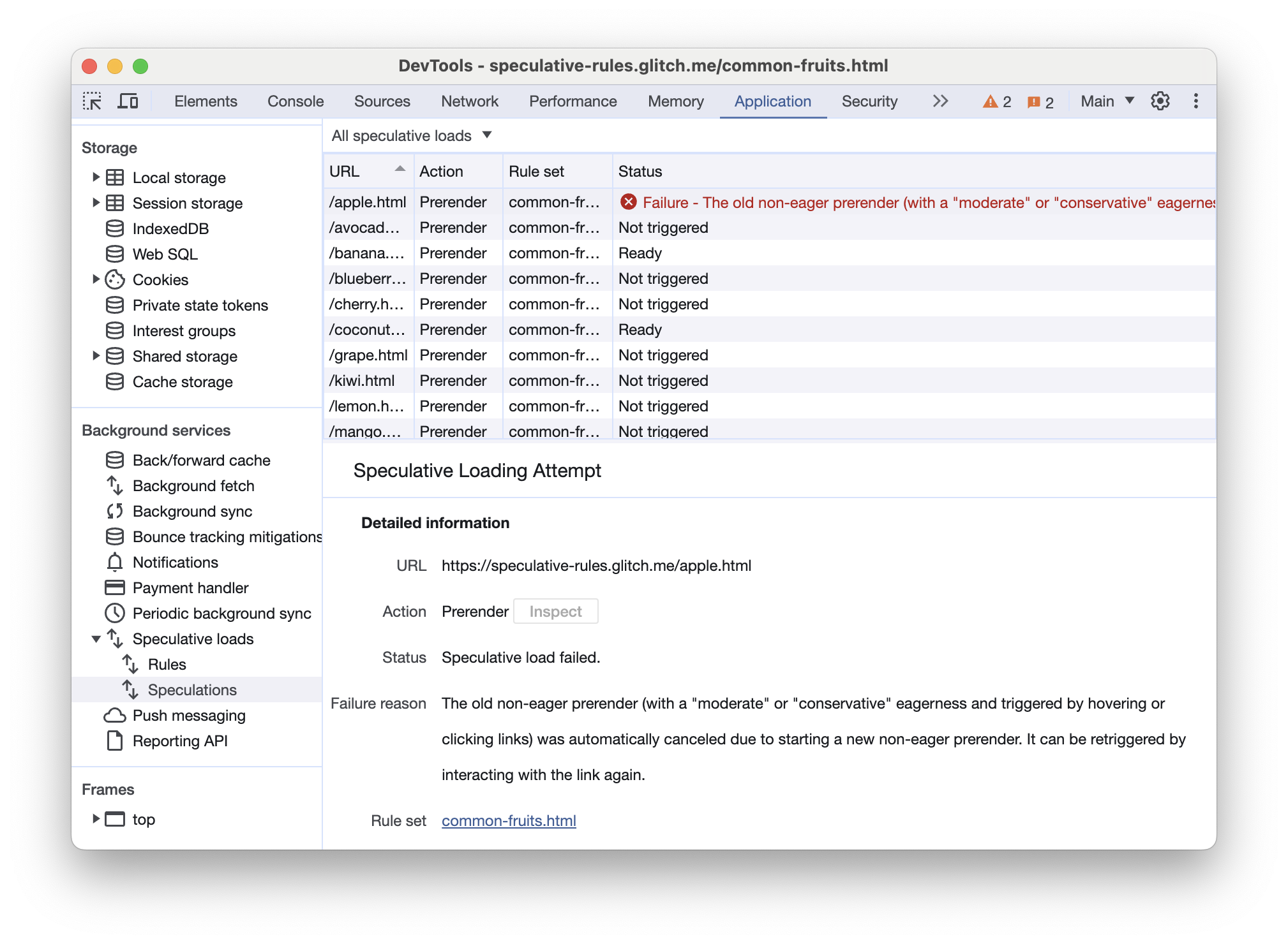 تب گمانهزنیهای DevTools کروم با نمایش پیشبارگذاریهای ناموفق