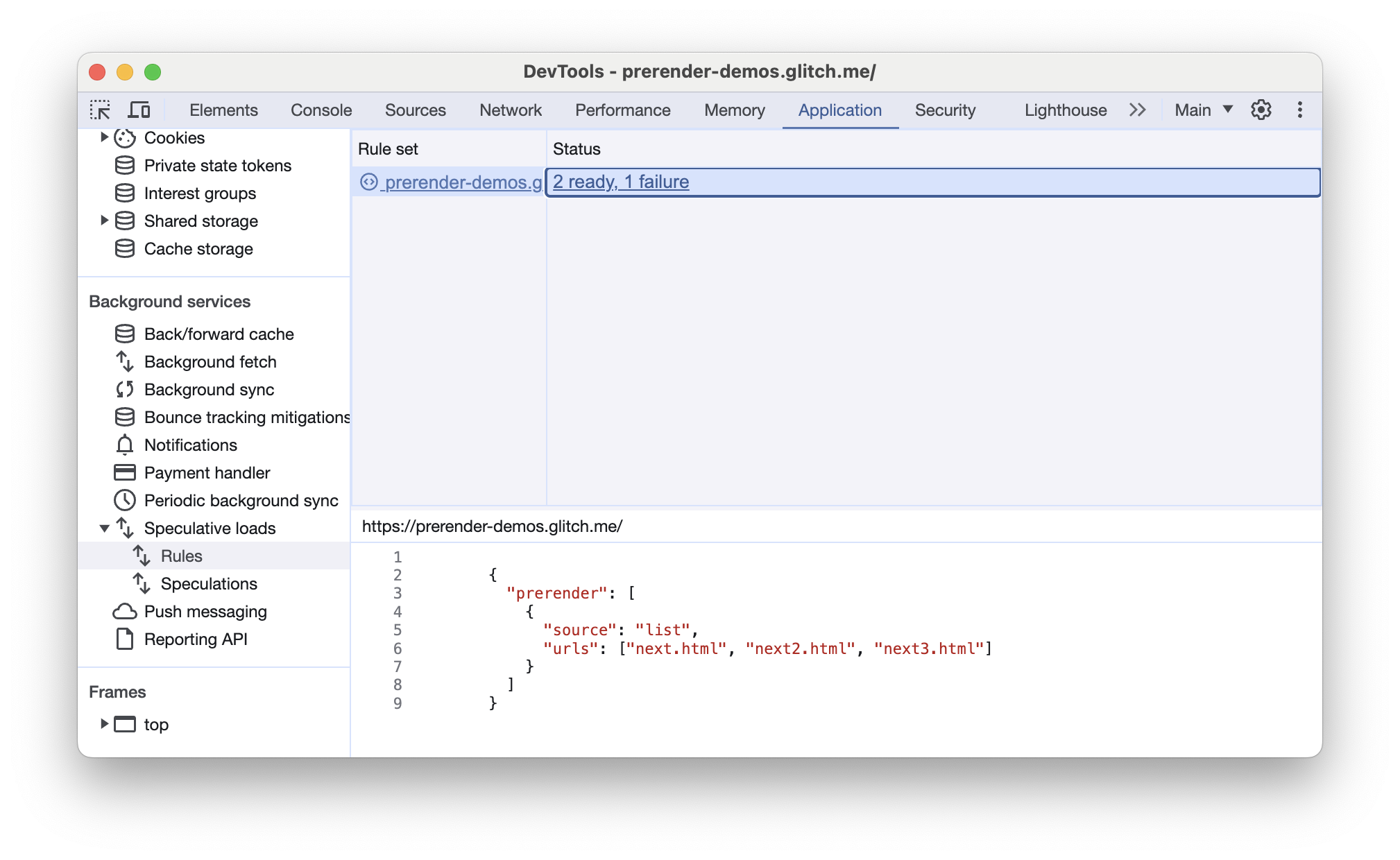 ابزارهای توسعه کروم (Chrome DevTools): قابلیت حدس و گمان (Speculative): تبهای مربوط به صفحهای با قوانین حدس و گمان پیش از رندر را بارگذاری میکند.