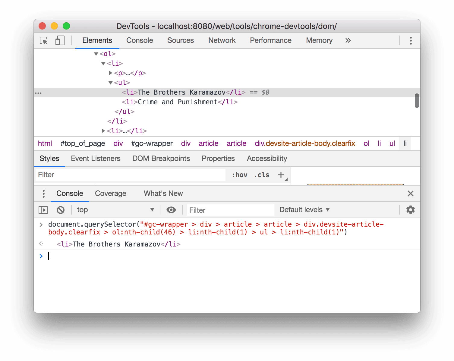 Il risultato dell'espressione Copia percorso di JavaScript