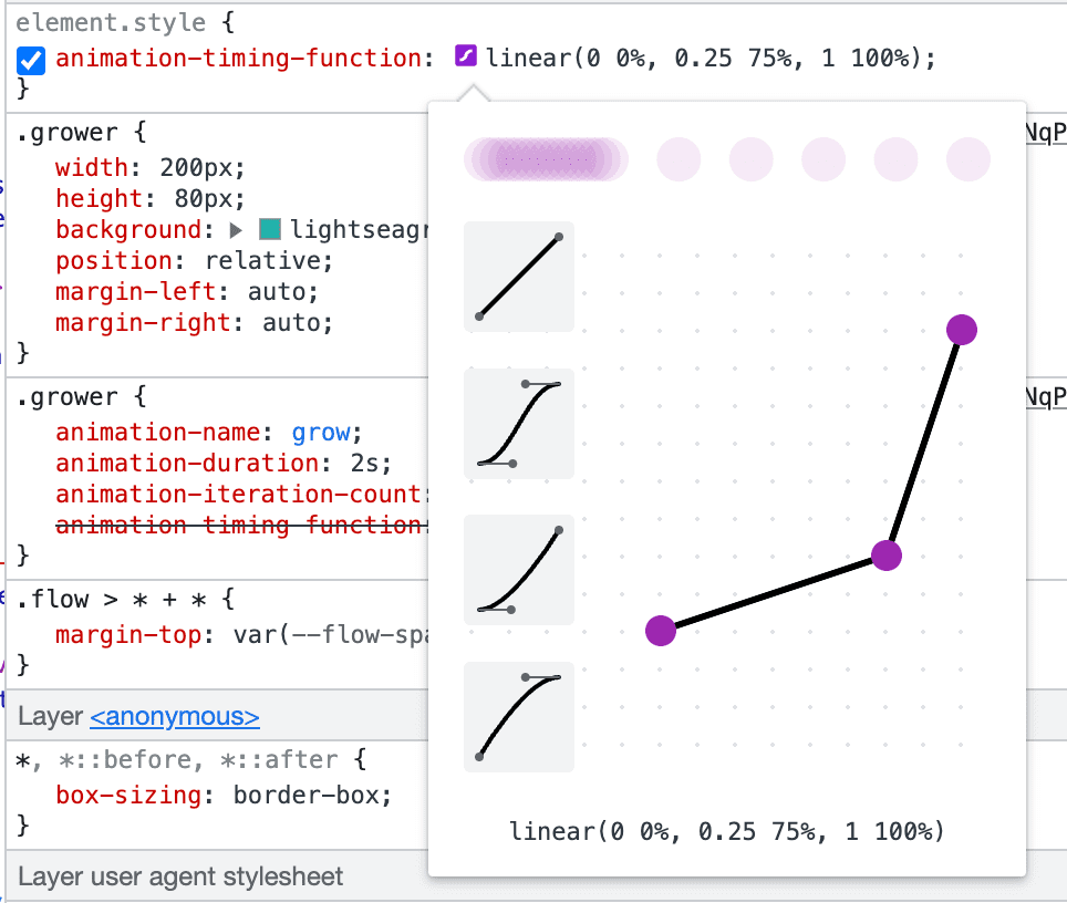 De lineaire editor van Chrome DevTools.