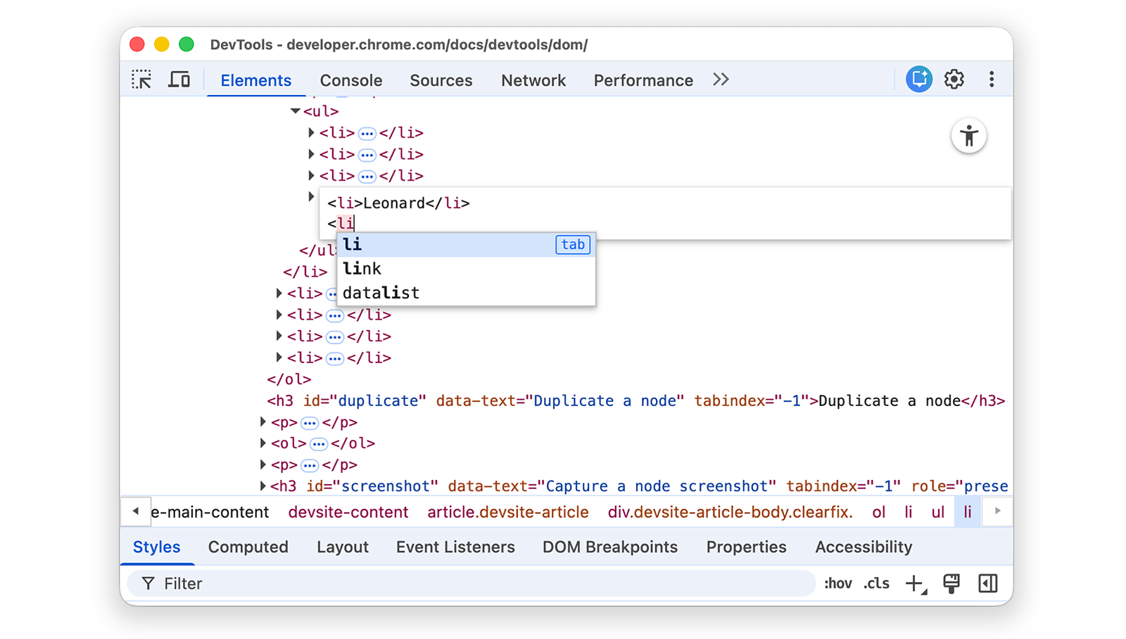 HTML etiketlerinin otomatik tamamlanması.