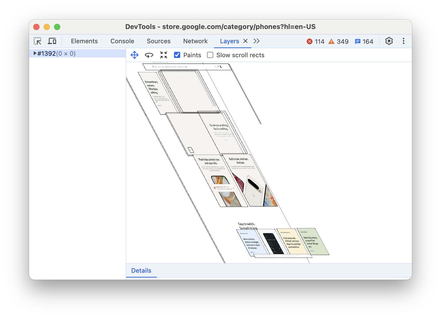 Das Diagramm im Bereich „Ebenen“