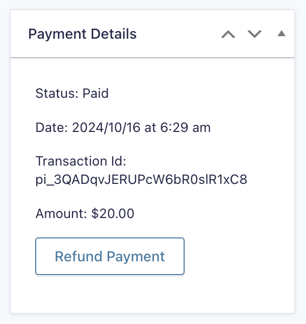Payment status as shown in the entry detail.