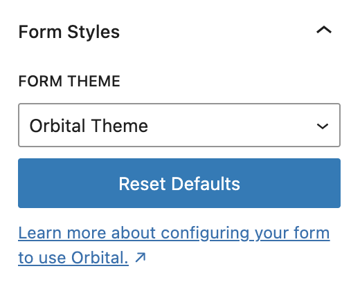 Gravity Forms Block Settings, Form Styles