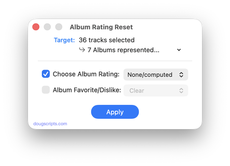 Album Rating Reset in action Album Rating Reset in action