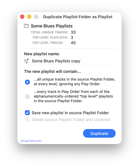 Duplicate Playlist Folder as Playlist