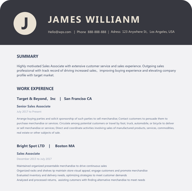 Resume template create