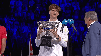 Photo of Janik Sinner with his winner trophy at Australian Open
