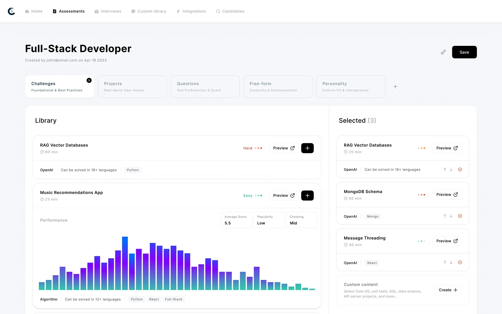 Overview of Coderbyte dashboards showcasing assessment, interview, and skills evaluation workflows