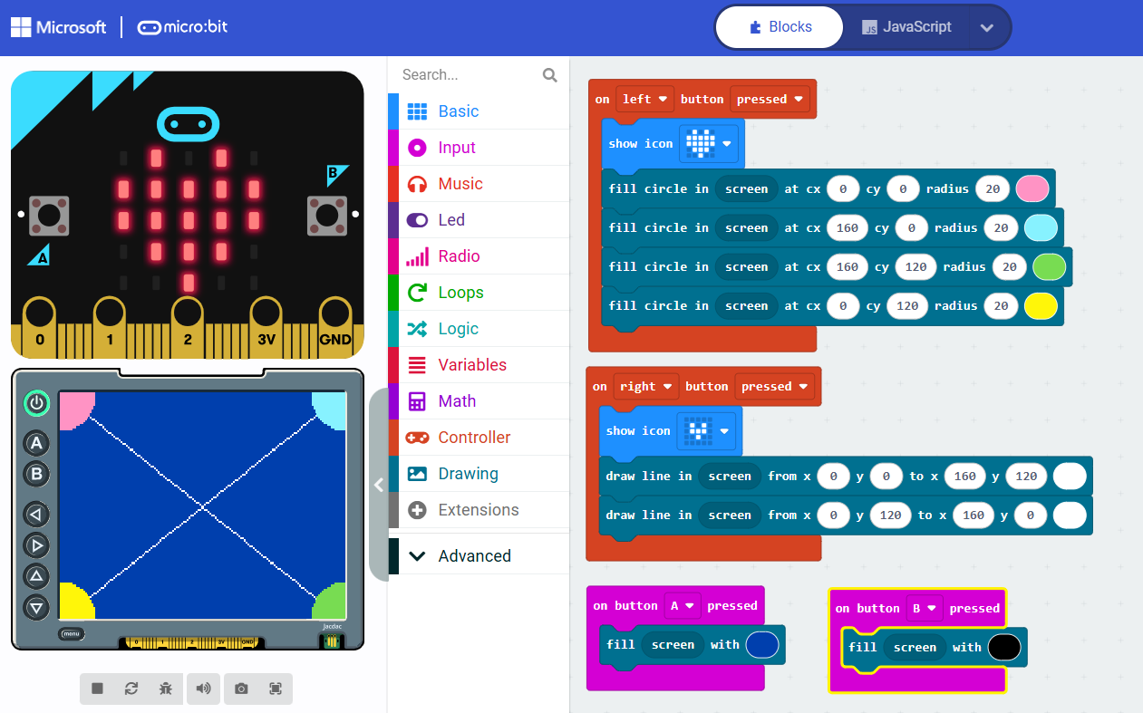 MakeCode with Display Shield Simulator