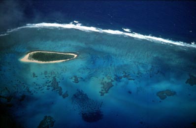 Aerial view of an island in the Ha'apai archipelago, Tonga