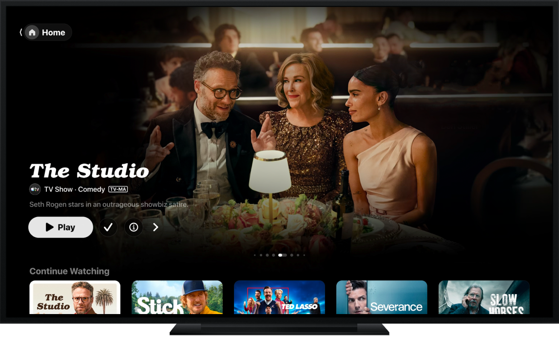Apple TV app shown on TV