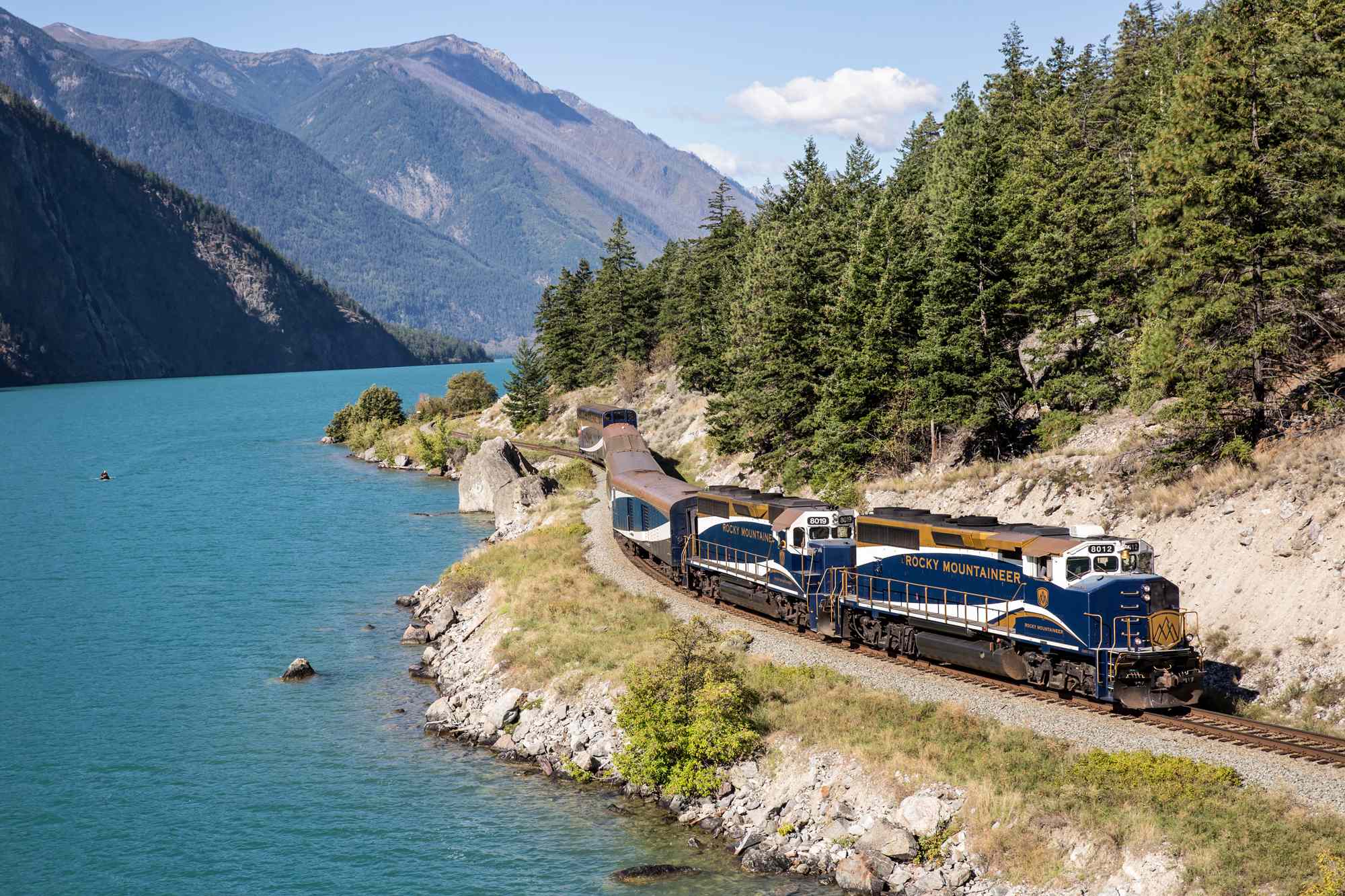 The Rocky Mountaineer train runs past Seton Lake, in British Columbia, Canada.Credit: Rocky Mountaineer