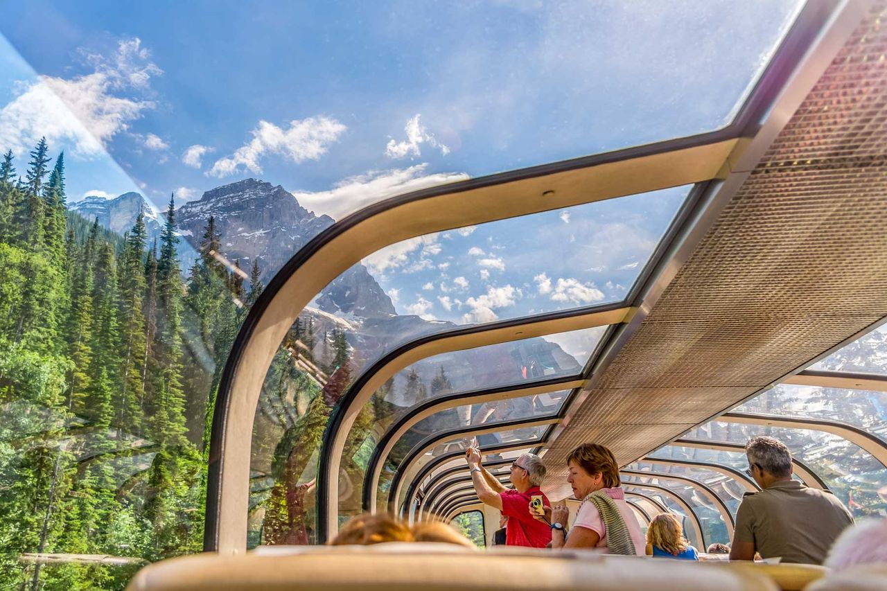 The Rocky Mountaineer train traveling through Canada in the summertime.Credit: Richard Jacyno/Getty Images