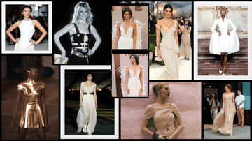 Fashion collage featuring various models in striking and diverse designer outfits. Fashion collage featuring various models in striking and diverse designer outfits.