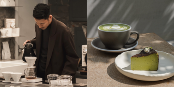 barista pouring coffee with dessert on the side barista pouring coffee with dessert on the side