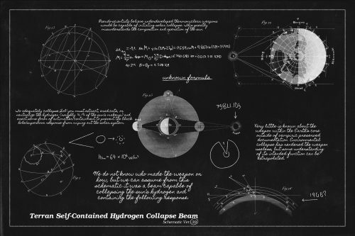 schematic
Pseudo-scientists believe underdeveloped thermonuclear weapons would be capable
of initiating solar collapse. This greatly misunderstands the composition and
operation of the sun.
To adequately collapse ‘ Sol ’ you must extract, eradicate, or neutralize the hydrogen
(roughly 76.1% of the sun’s makeup) and erect some form of antimatter containment
to prevent the black hole/supernova response from wiping out the solar system.
Very little is known about the weapon within the Earth’s core outside of vampiric
preserved documentation. Environmental collapse has rendered the weapon useless,
but some understanding of its intended function can be extrapolated.
We do not know who made the weapon or how, but we can assume from this
schematic it was a beam capable of collapsing the sun’s hydrogen and containing the
following response.