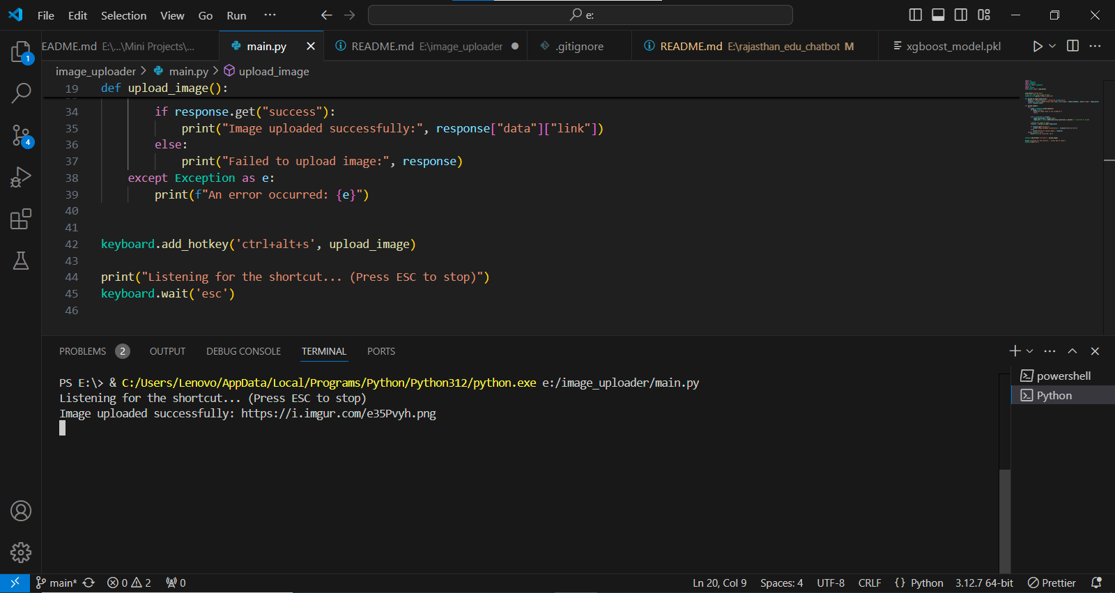 Screenshot of the app