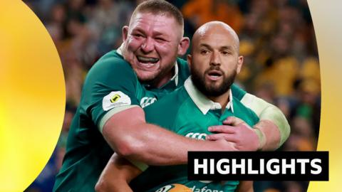 Ireland's Tadhg Furlong celebrates with Jamison Gibson-Park